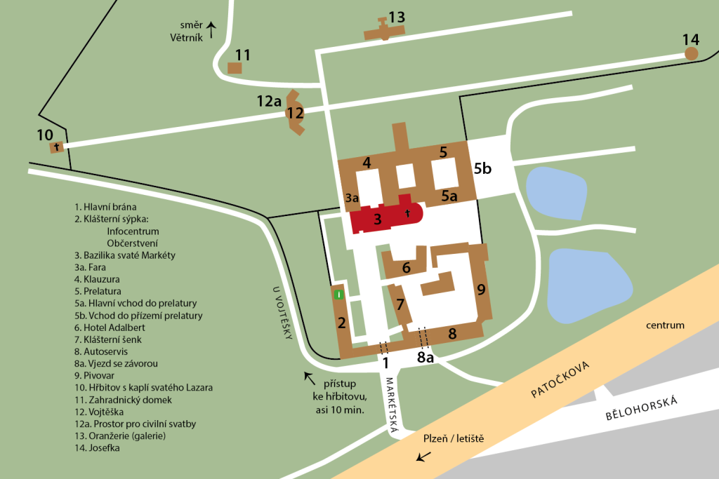 mapa areálu břevnovský klášter