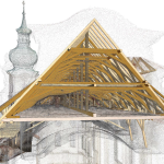 Podrobný model historické střešní konstrukce v Břevnovském klášteře