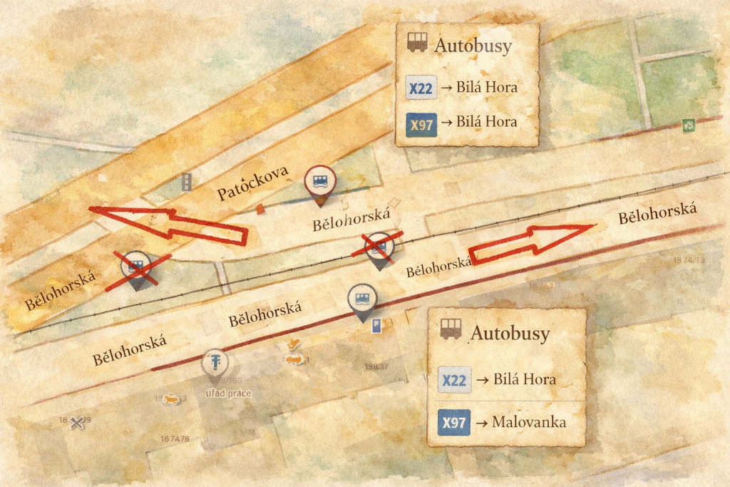 Mapa PID břevnovský klášter MHD