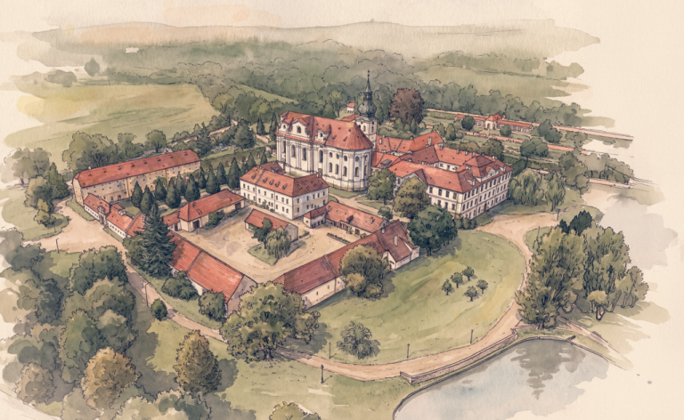 areál břevnovský klášter akryl